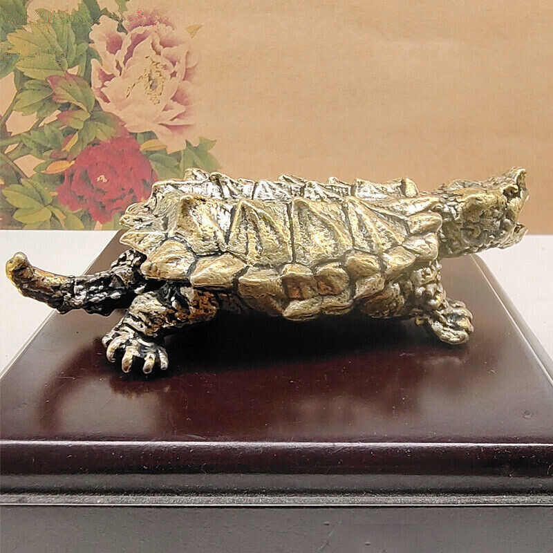 Heavy Brass Snapping Turtle Vintage Statue Snapping Turtle Tea Ornament