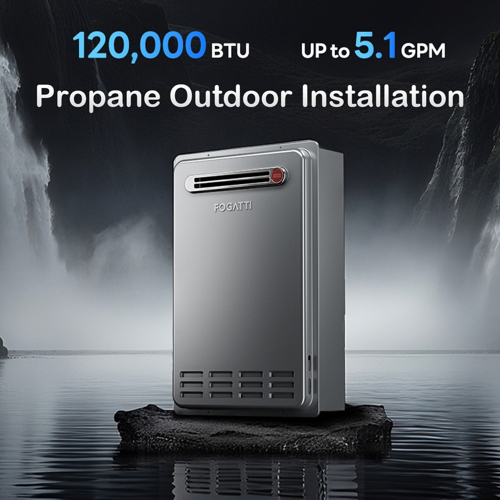 FOGATTI 5.1 GPM Outdoor Tankless Water Heater Propane Gas 120,000 BTU Instant