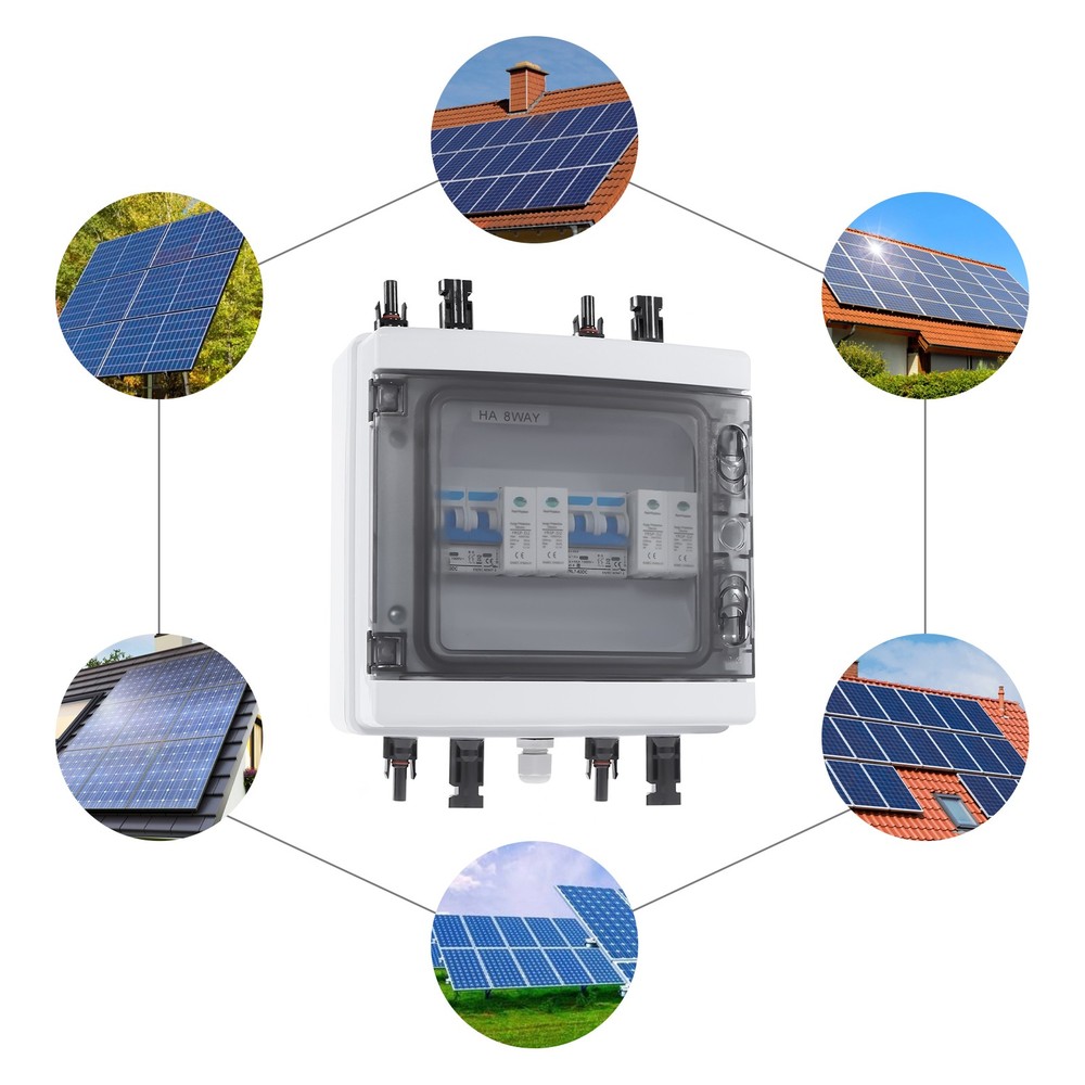 2 Strings Solar Combiner Box FIT Solar Panel Disconnect Switch Circuit Breaker