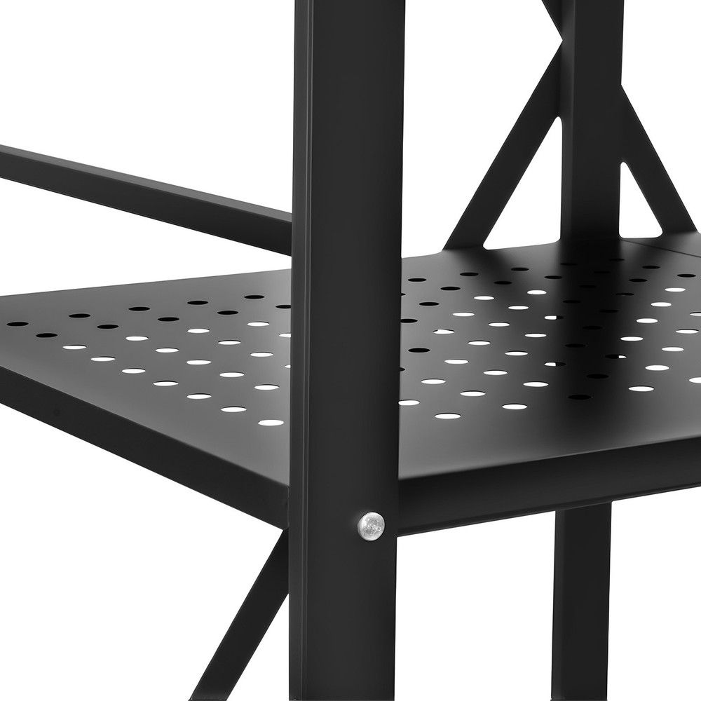 5-Tier Metal Rolling Shelf Black Space-Saving Storage Unit