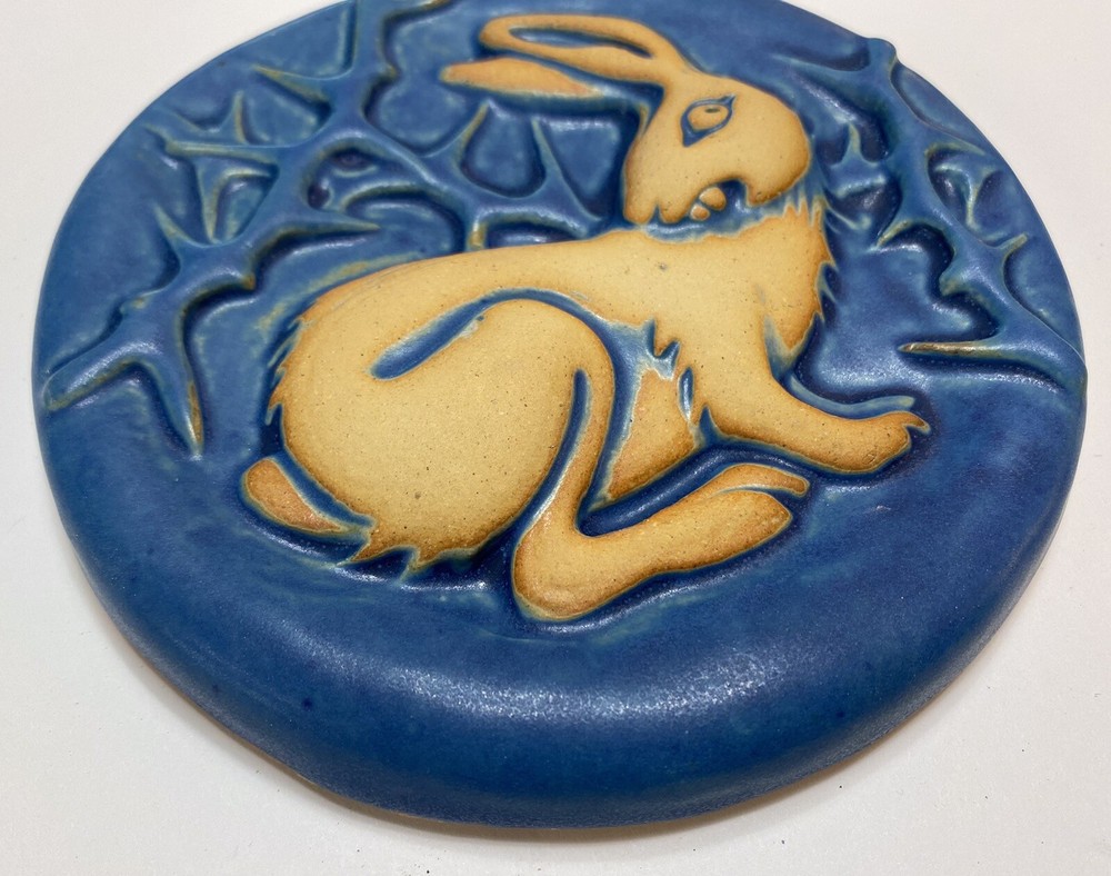 Briar Rabbit 6" Round Stoneware Art Tile by Gretchen Kramp