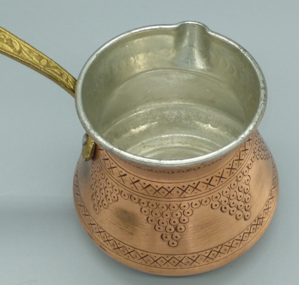 Crystalia Copper Coffee Cezve Brass Handle