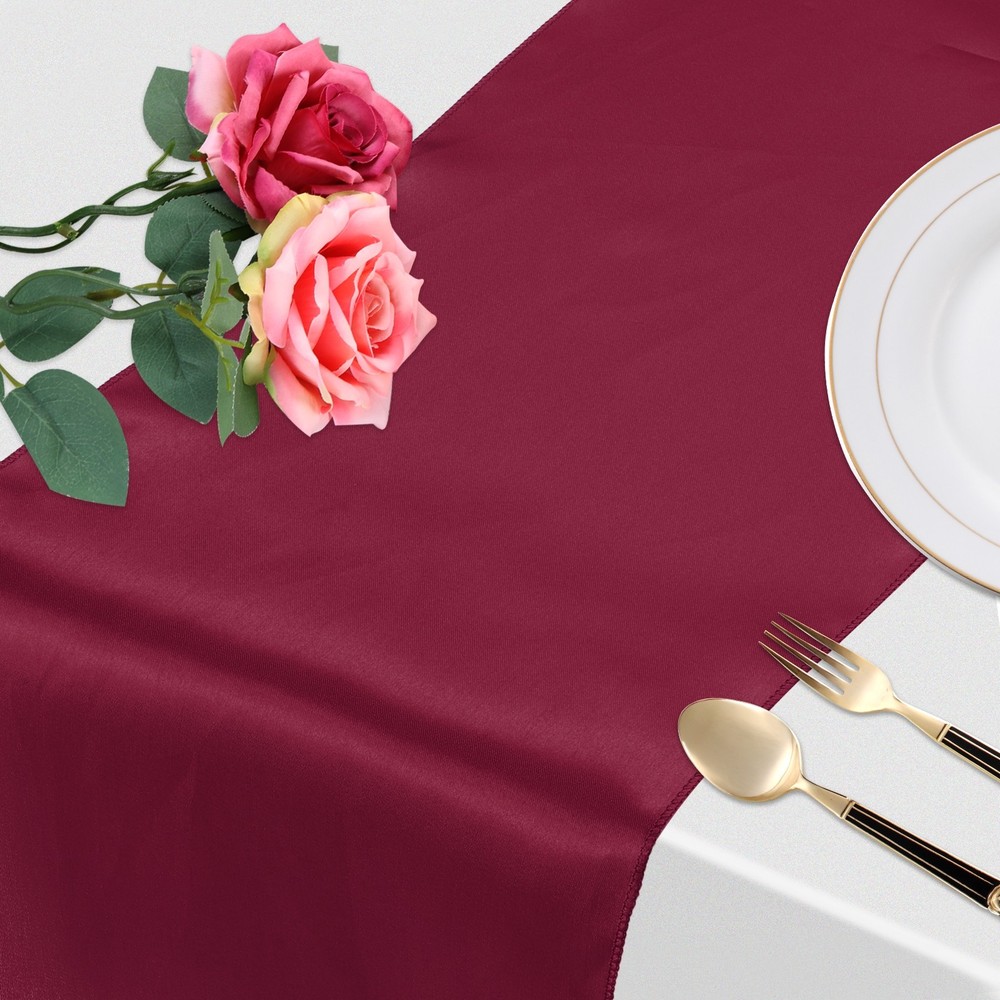12 Pcs Gold Satin Table Runner 12" x 108" Romantic Silk Table Runner -68