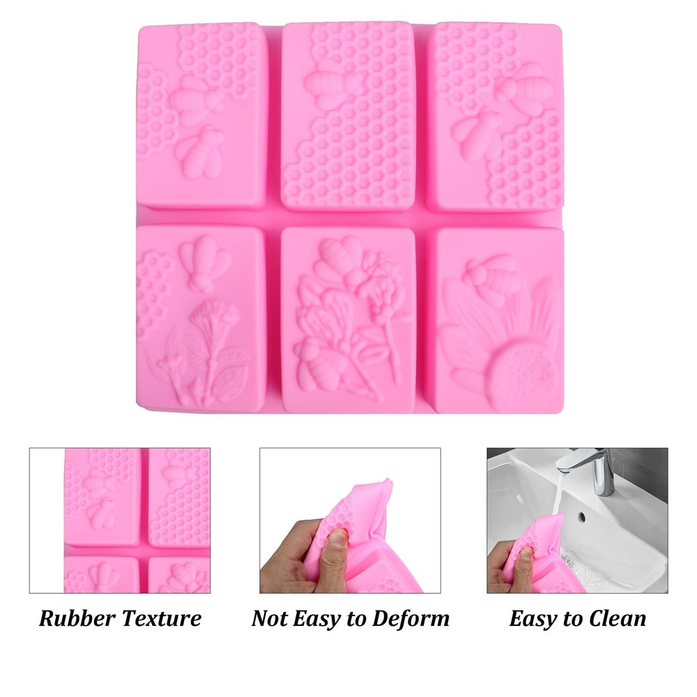 2PCS Rectangle Honeycomb Soap Molds, Bee Cavity Silicone Molds, Bee Soap Mold