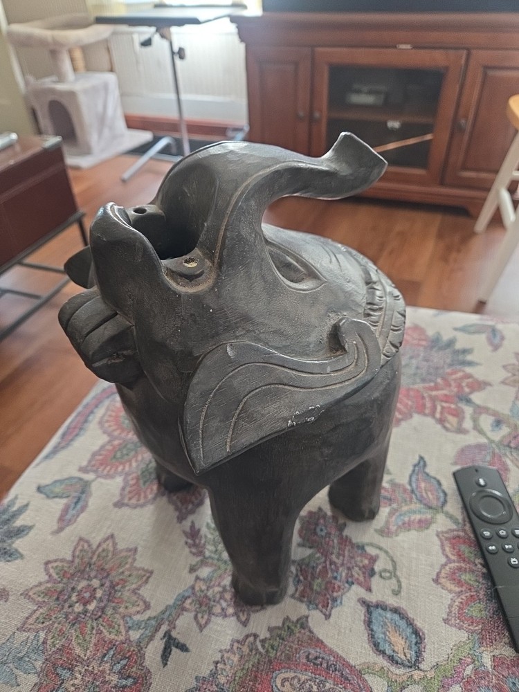 Handcrafted Wooden Incense Burner Elephant