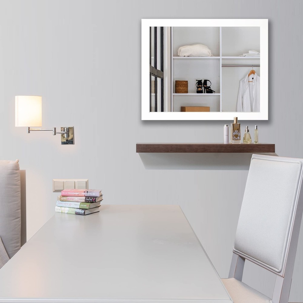 Phore Rectangular Wall Mirror White Bathroom Mirror 16" x 20" Wall Mirror for...