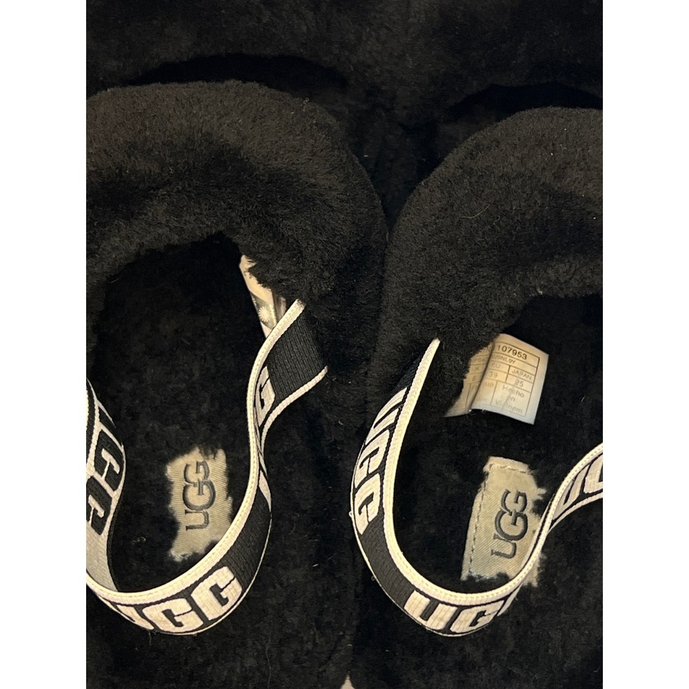 Ugg Oh Yeah Double Strap Sling Back Black Shearling Size 8