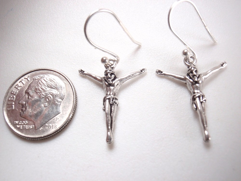 Jesus 925 Sterling Silver Dangle Earrings