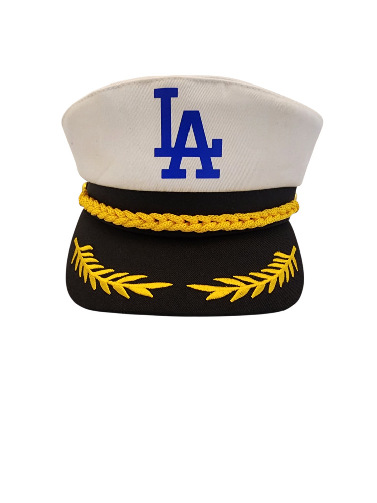 CAPTAIN HAT, WHITE / BLUE LOGOS / LA/ FAN DODGERS