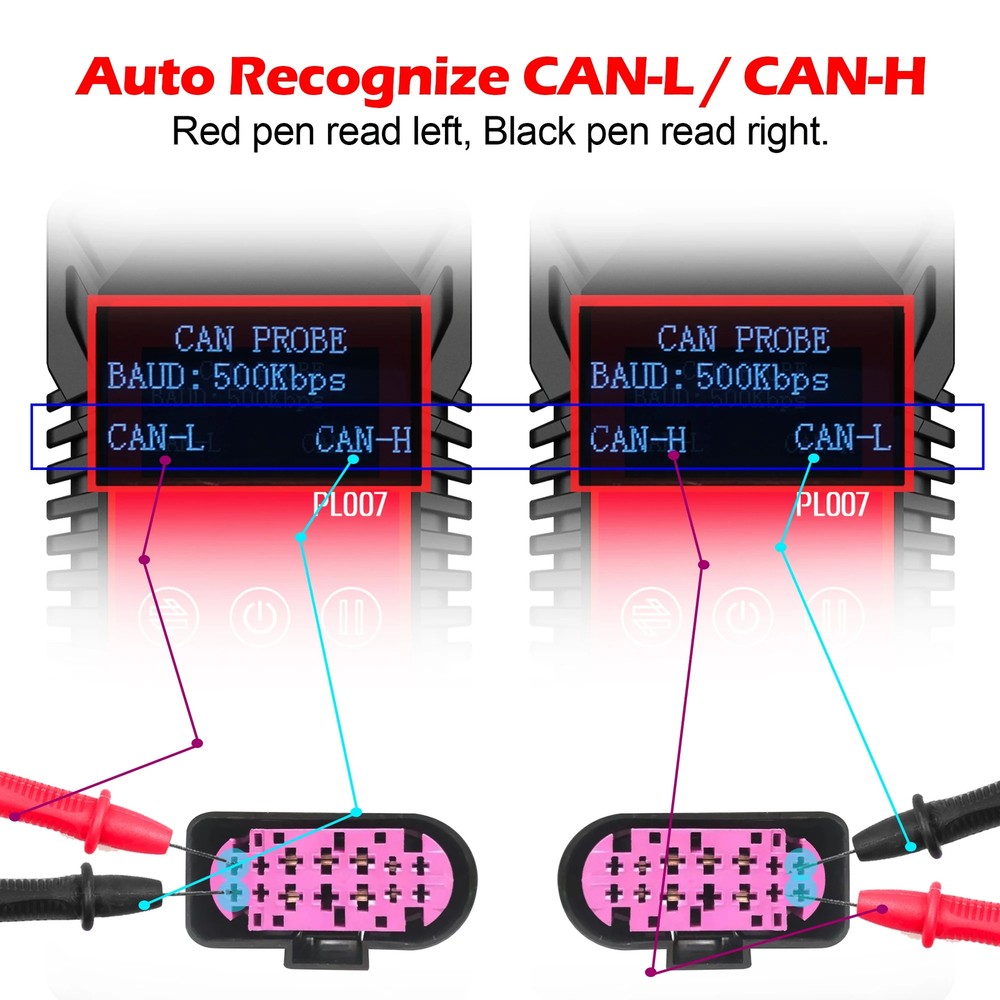PL007 CAN LIN PWM Tester, Auto-recognize CAN-H & CAN-L for Car Diagnostic Tool