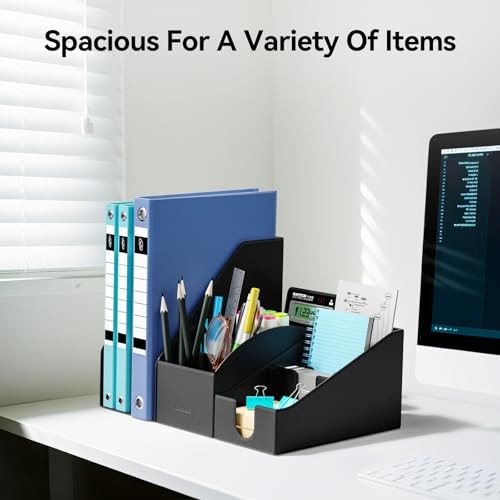 Magnetic Desk Organizer Set - Multifunctional PU Leather Desktop Storage with