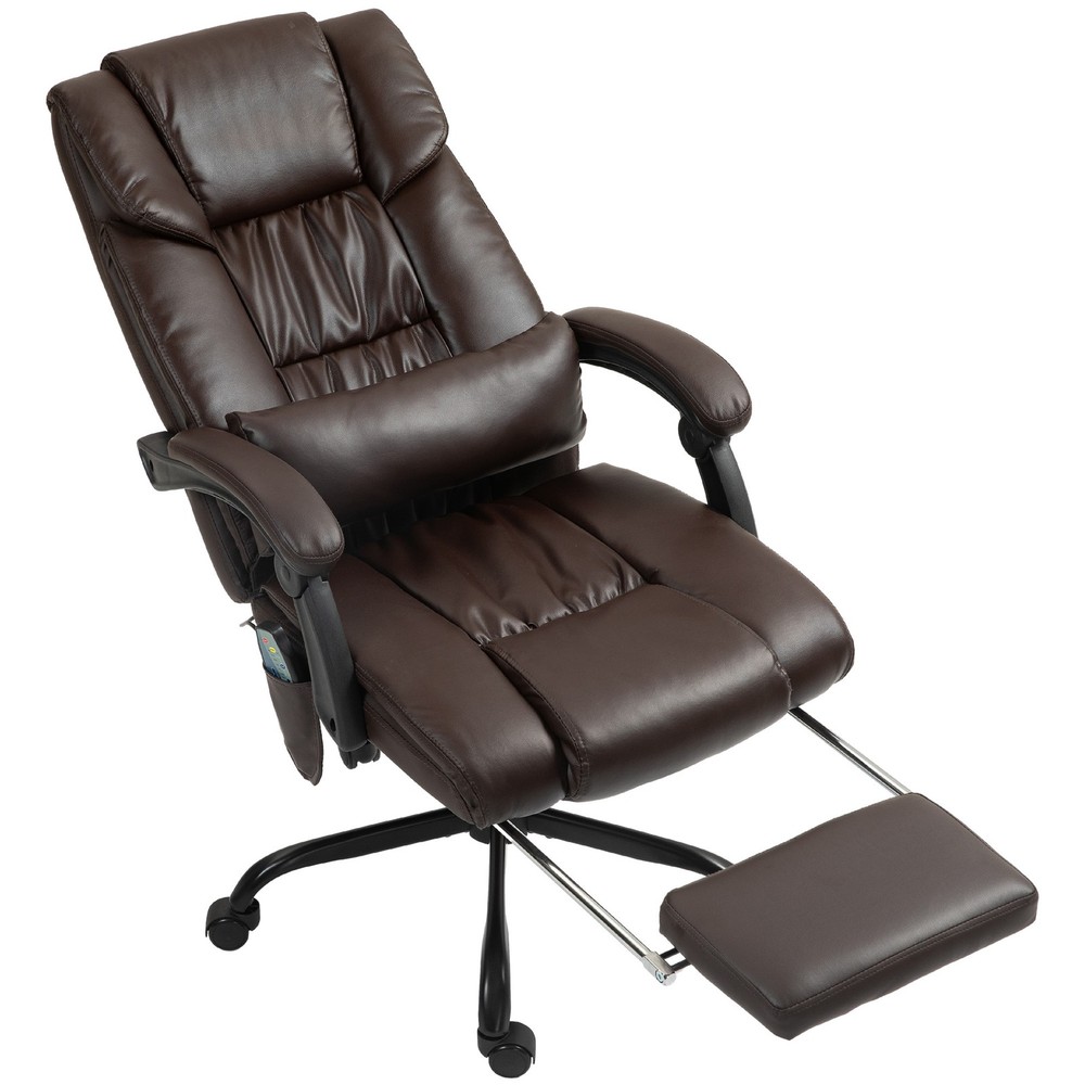 High Back Vibration Massage Office Chair with 6 Vibration Points, Brown