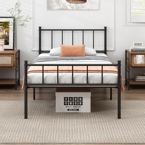 Bed Frame-Metal Platform Bed Frame,Mattress Foundation with Steel Twin Classic