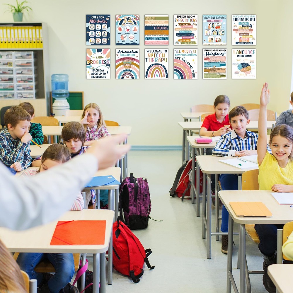 16Pcs Speech Therapy Posters for Classroom Decorations Boho Language Patholog...