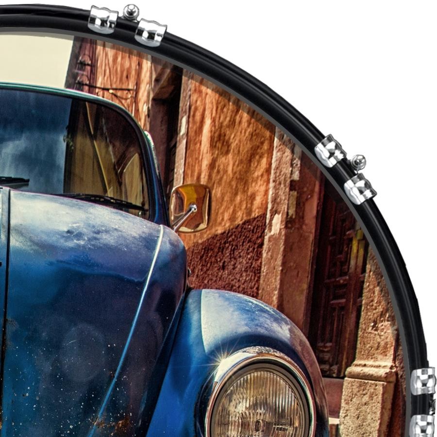 Custom 22" Kick Bass Drum Head Graphical Image Front Skin Bent Up Bug