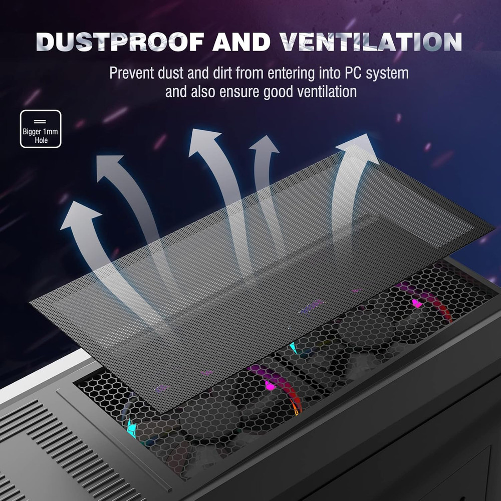 DIY PC Case Dust Mesh Filter 2 Pack Magnetic Dustproof Cover for Computer