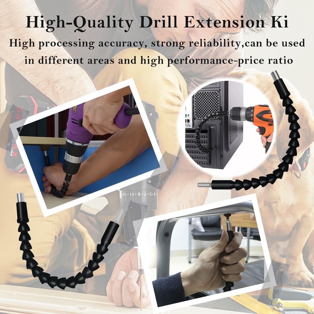 Flexible Drill Bit Extension, Super Bit, 11.6 inch Bendable Drill Bit Extensi...