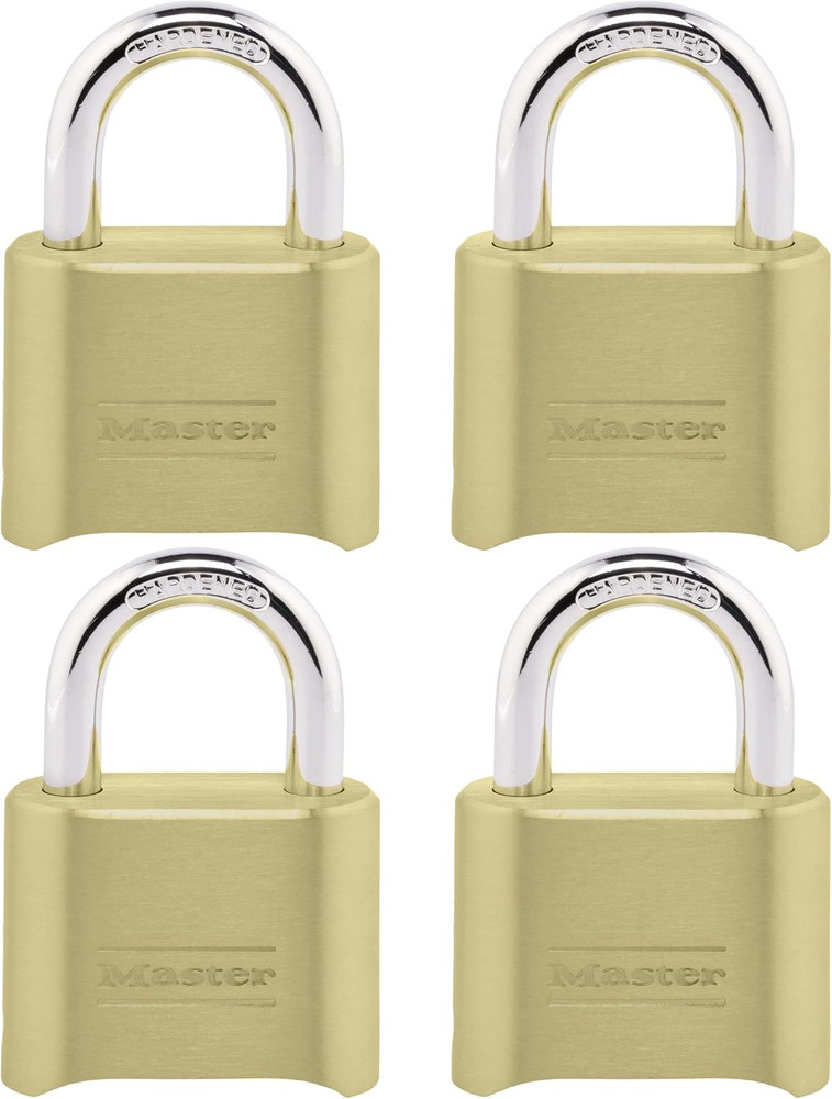 Gold Combination Padlock Set - 4 Pack for Gates, Sheds & Storage Solutions