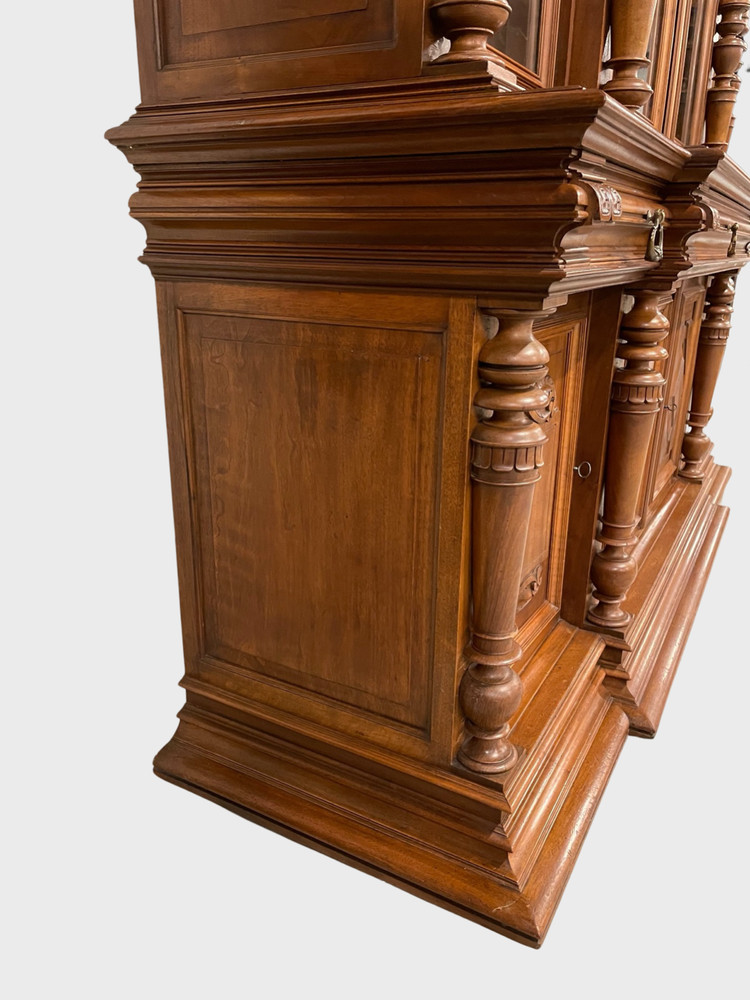 1900 Walnut Renaissance Style Bookcase