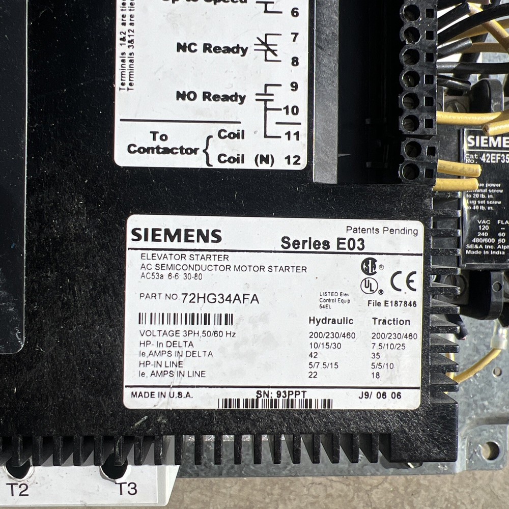 Siemens 72HG34AFA Elevator Soft Start