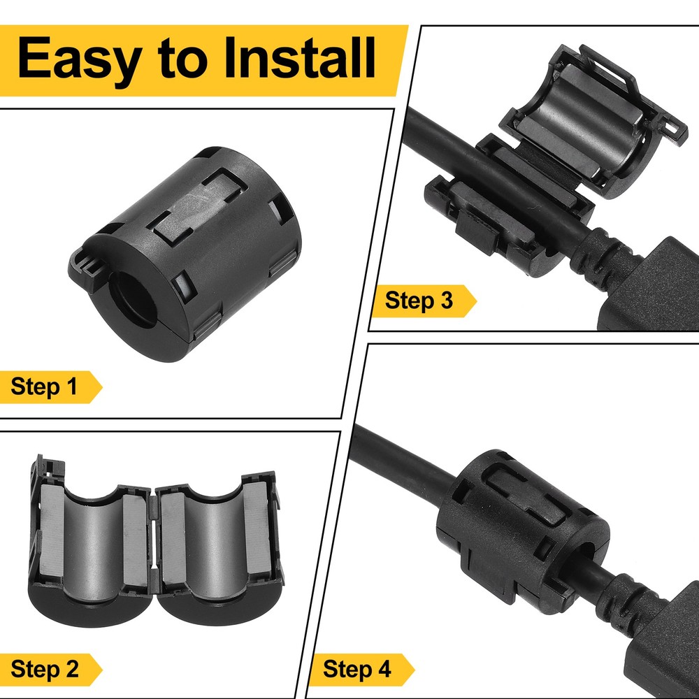 5Pcs Ferrite Filter Ring Core RFI EMI Cable Clip ID 13mm Black