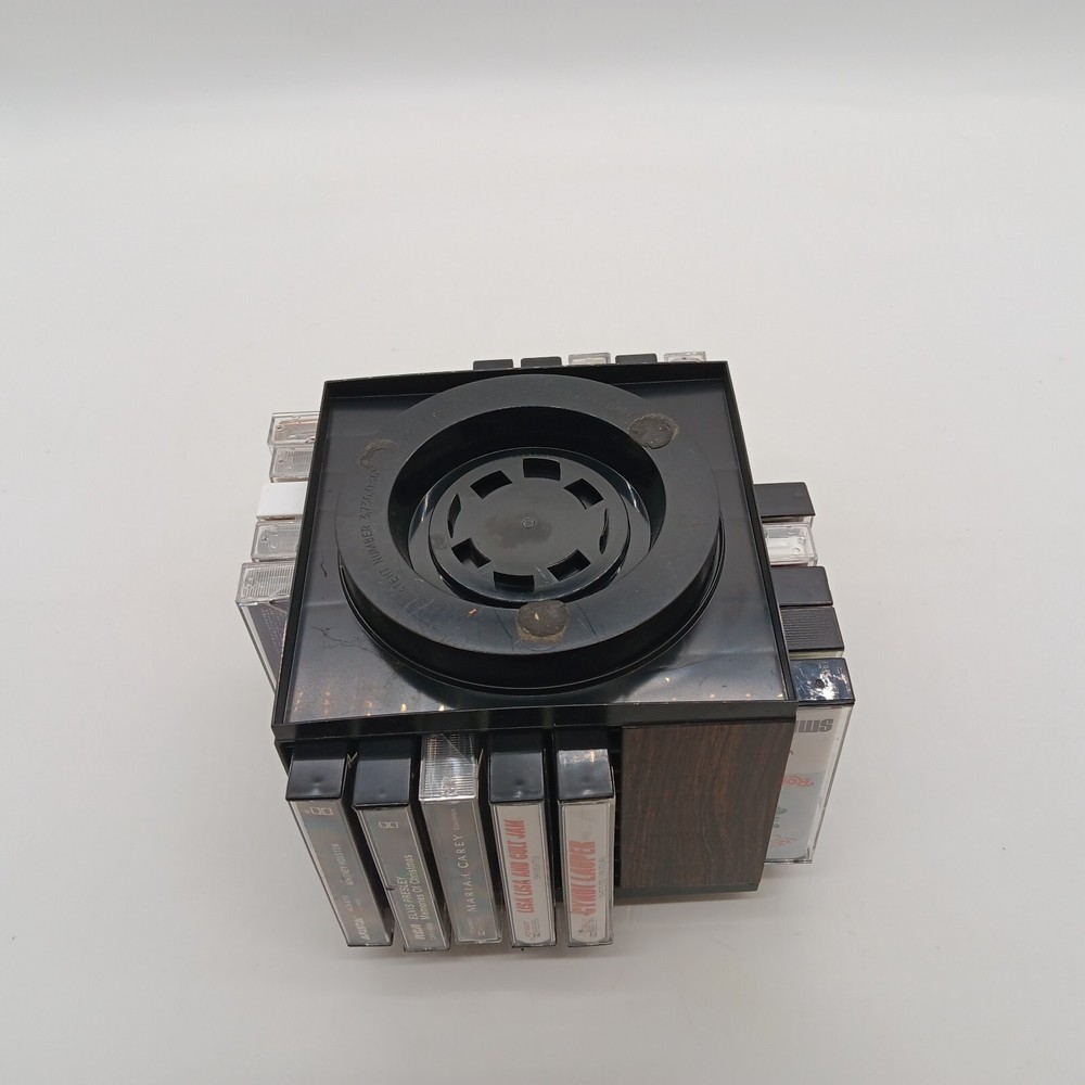 Vintage Square Spinning Plastic Cassette Storage Case w/ 20 Cassettes