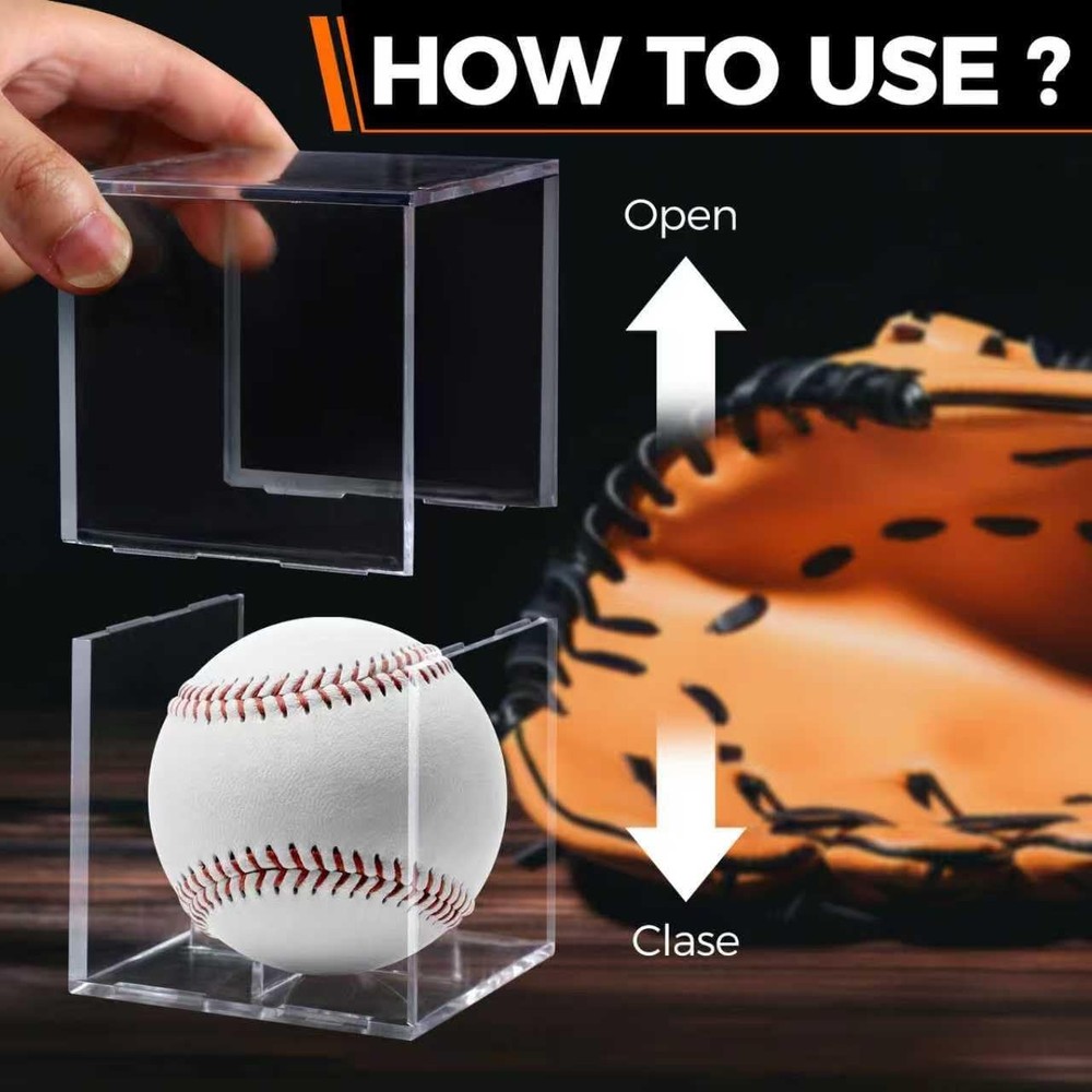 2 Pack Acrylic Baseball Display Case Memorabilia Ball Protector Cube Case