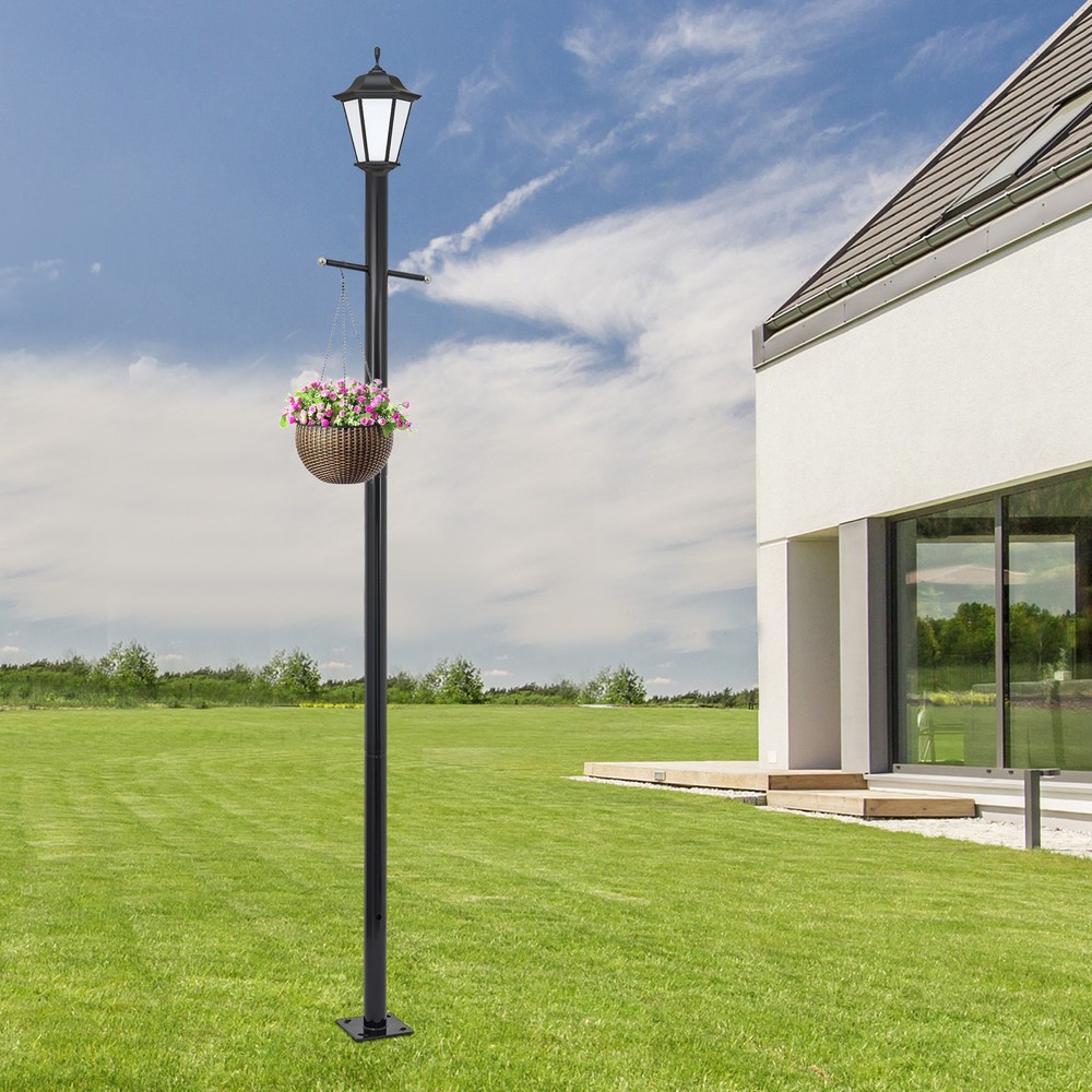 3m/9.84ft Split Street Light Pole, Outdoor Lamp Post, Black Pathway Lamp Post