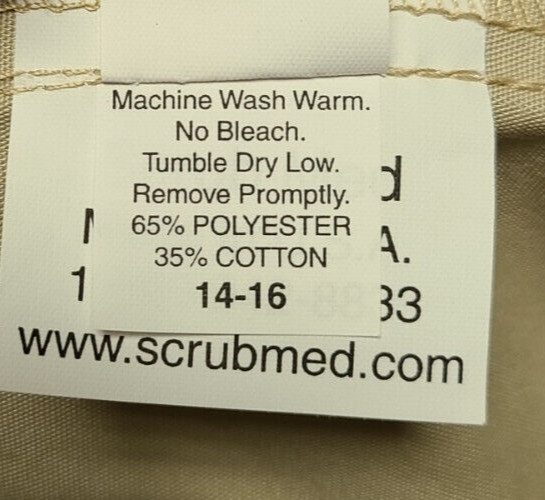 Size 14 - 16 Beige Scrub Med Top and Pants Set