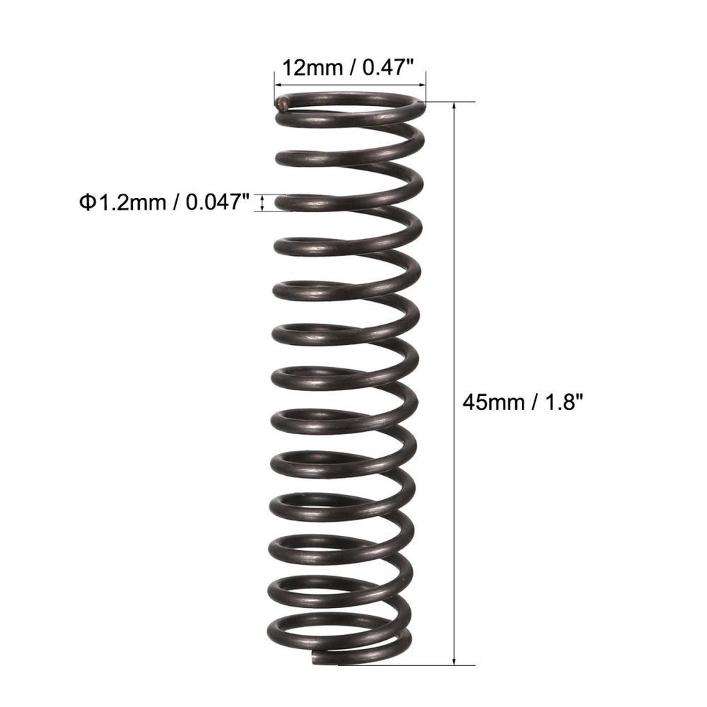 12mm Outer Diameter 1.2mm Wire Dia 45mm Long Compression Spring 10pcs