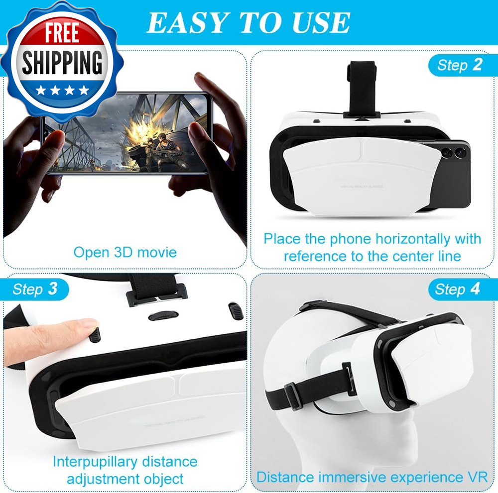 Virtual Reality Goggles, 3D VR Glasses Adjustable VR Virtual Reality Headset wit