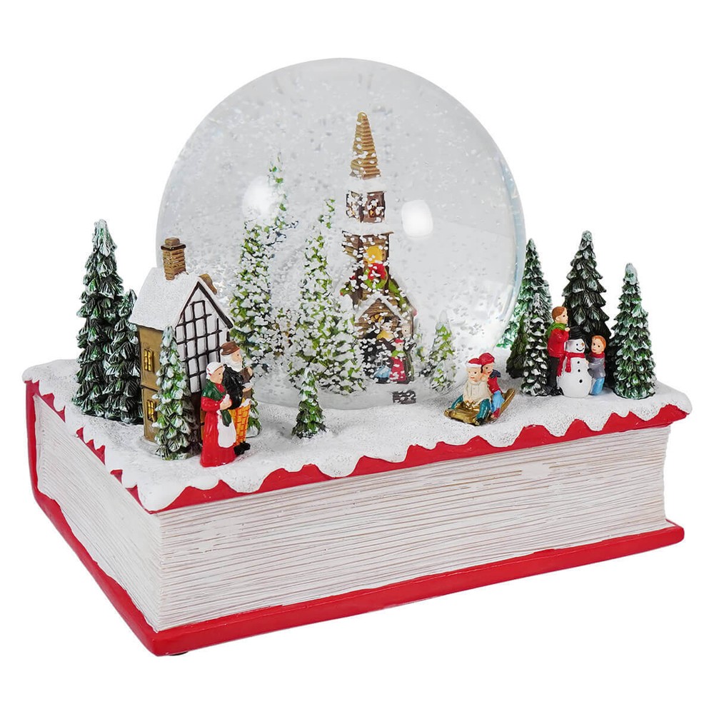 Winter Church Musical Water Globe On Book