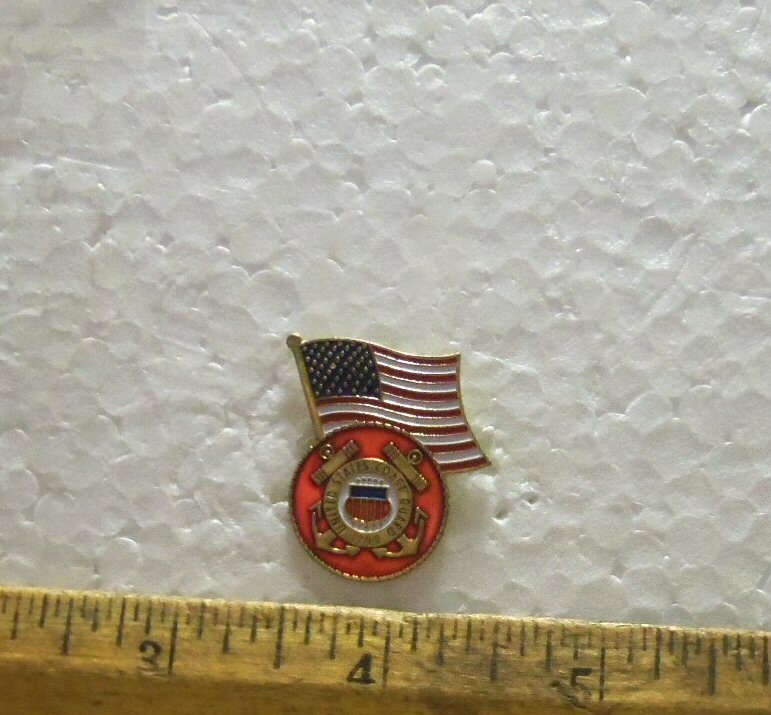 US Flag with US Coast Guard Emblem Pin