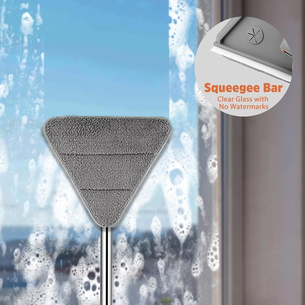 Wall Cleaner Mop with 94" Long Handle, 2-in-1 Triangle & Rectangle Head