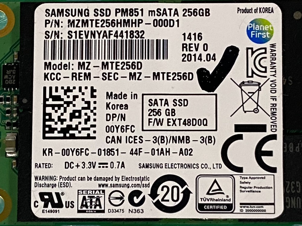 Samsung MZ-MTE256D 256GB mSATA SSD Solid State Drive | HD951