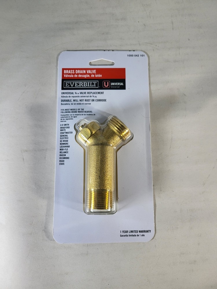 Everbilt Drain Valve Brass for Tank Type Water Heaters 1000 042 101