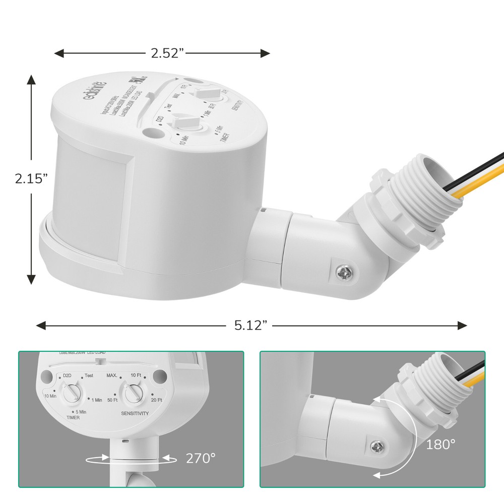 EDISHINE Motion Sensor, Automatic Dusk to Dawn, 180 Degree Replacement White
