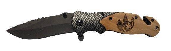 Handmade Howling Wolf Engraved 8" Blade Folding Pocket Knife Custom Design