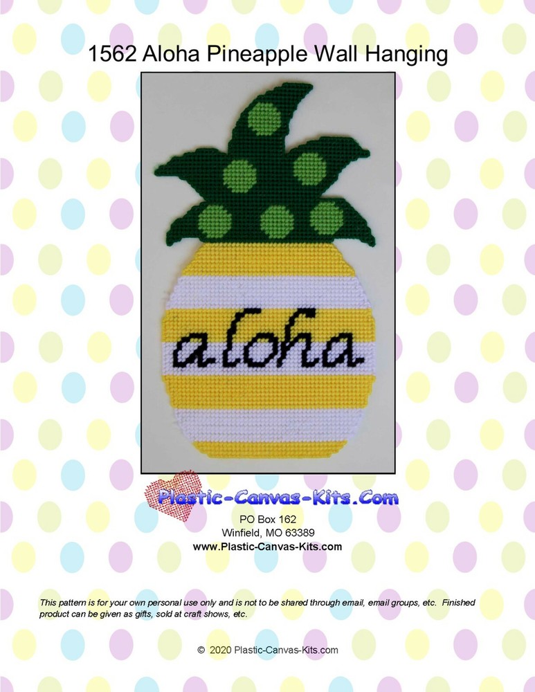 Aloha Pineapple Wall Hanging-Plastic Canvas Pattern or Kit