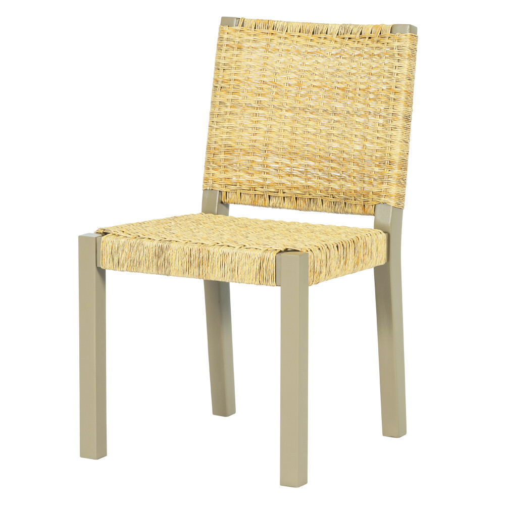 Champagne 59-73" Extendable Table Dining Set, Solid Wood Rattan Chairs