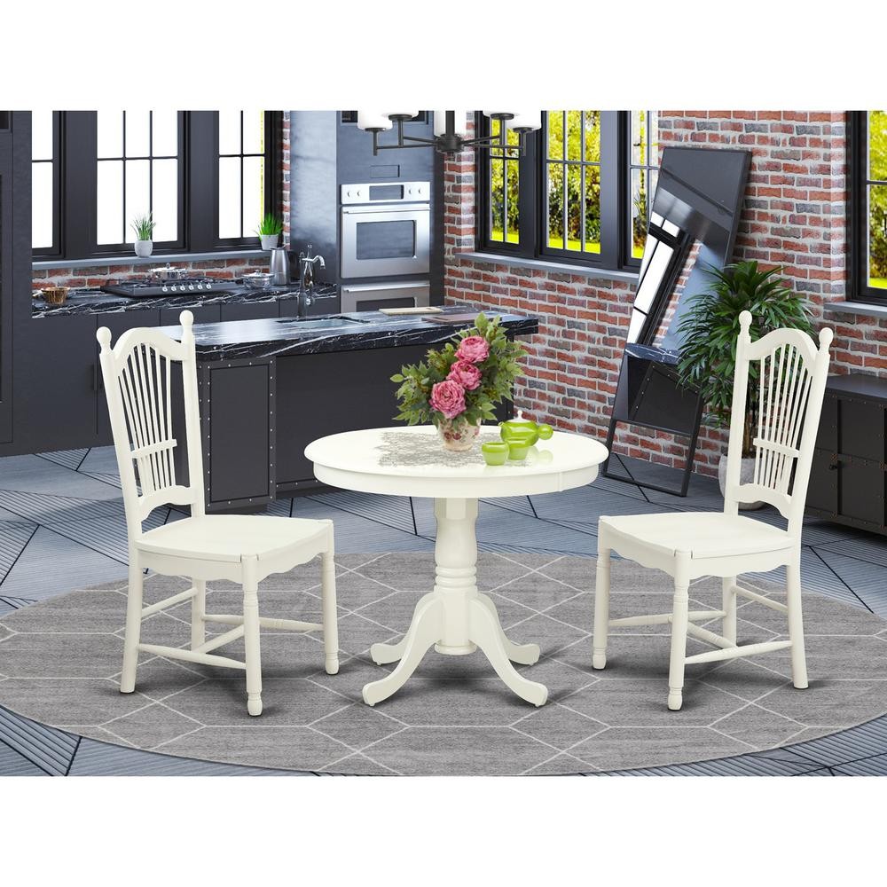 3  Pc  set  with  a  Round  Table  and  2  Wood  Dinette  Chairs  with ...