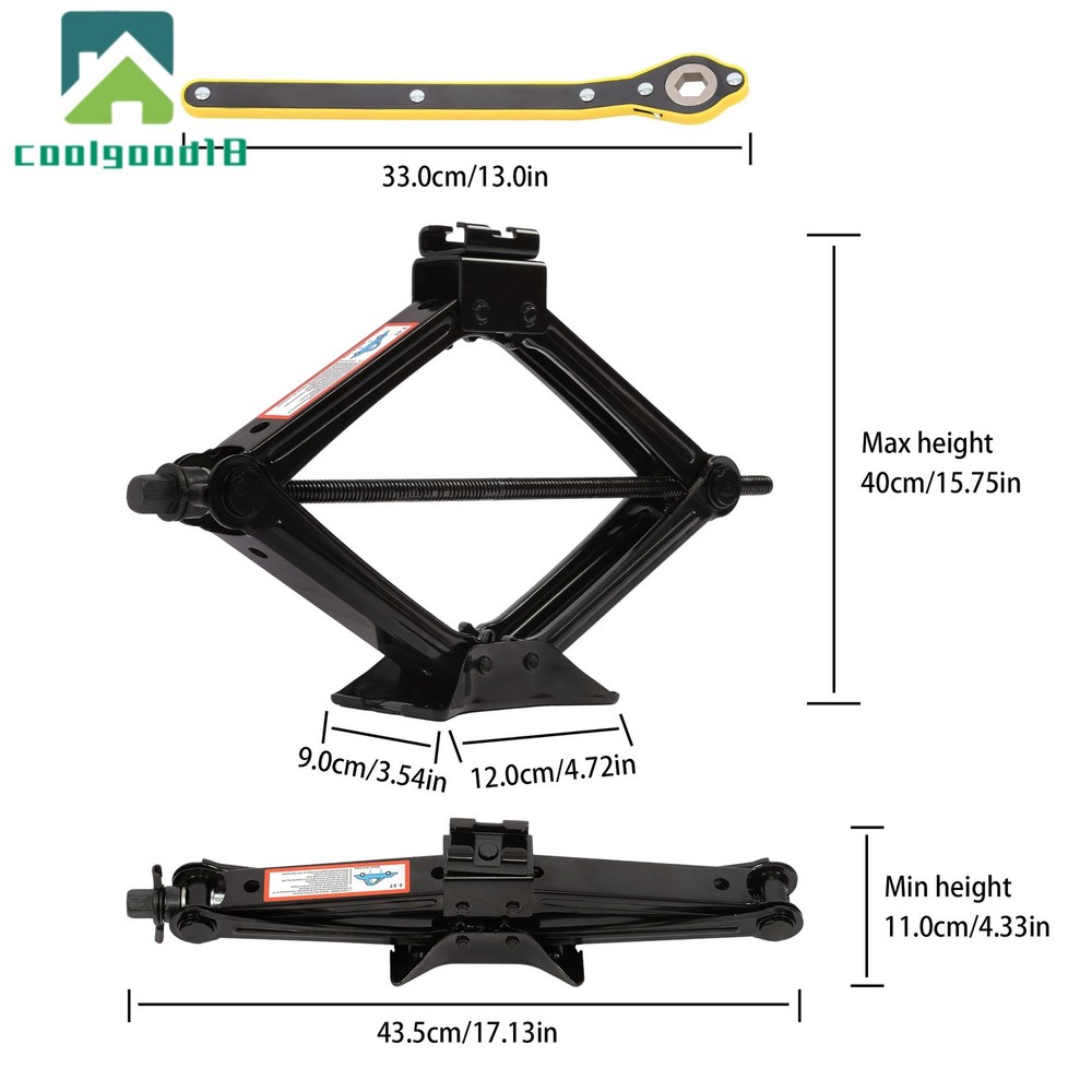 2.5 Tons Scissor Jack Capacity 5511 LBS with Ratchet Handle Effort Saving