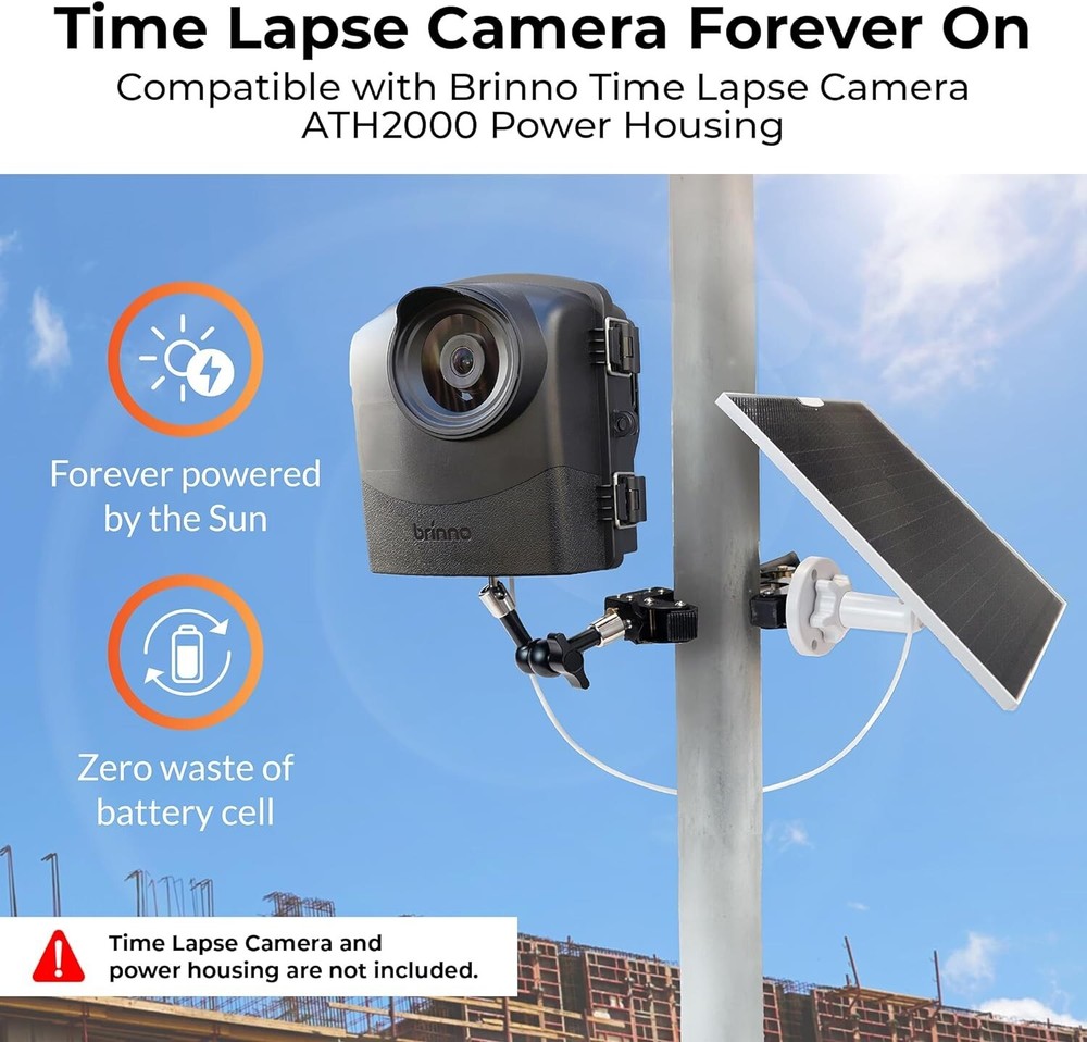 Brinno ASP1000-P Solar Panel Kit Bundle with Mount for Time Lapse Camera