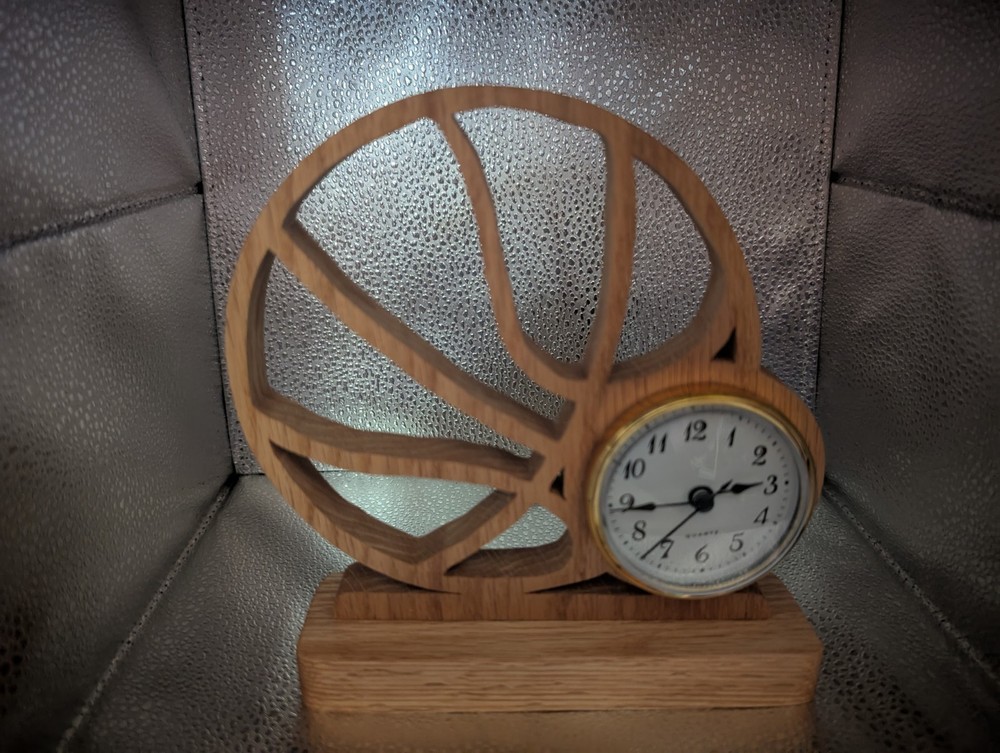 handmade scrollsawn Basketball Clock