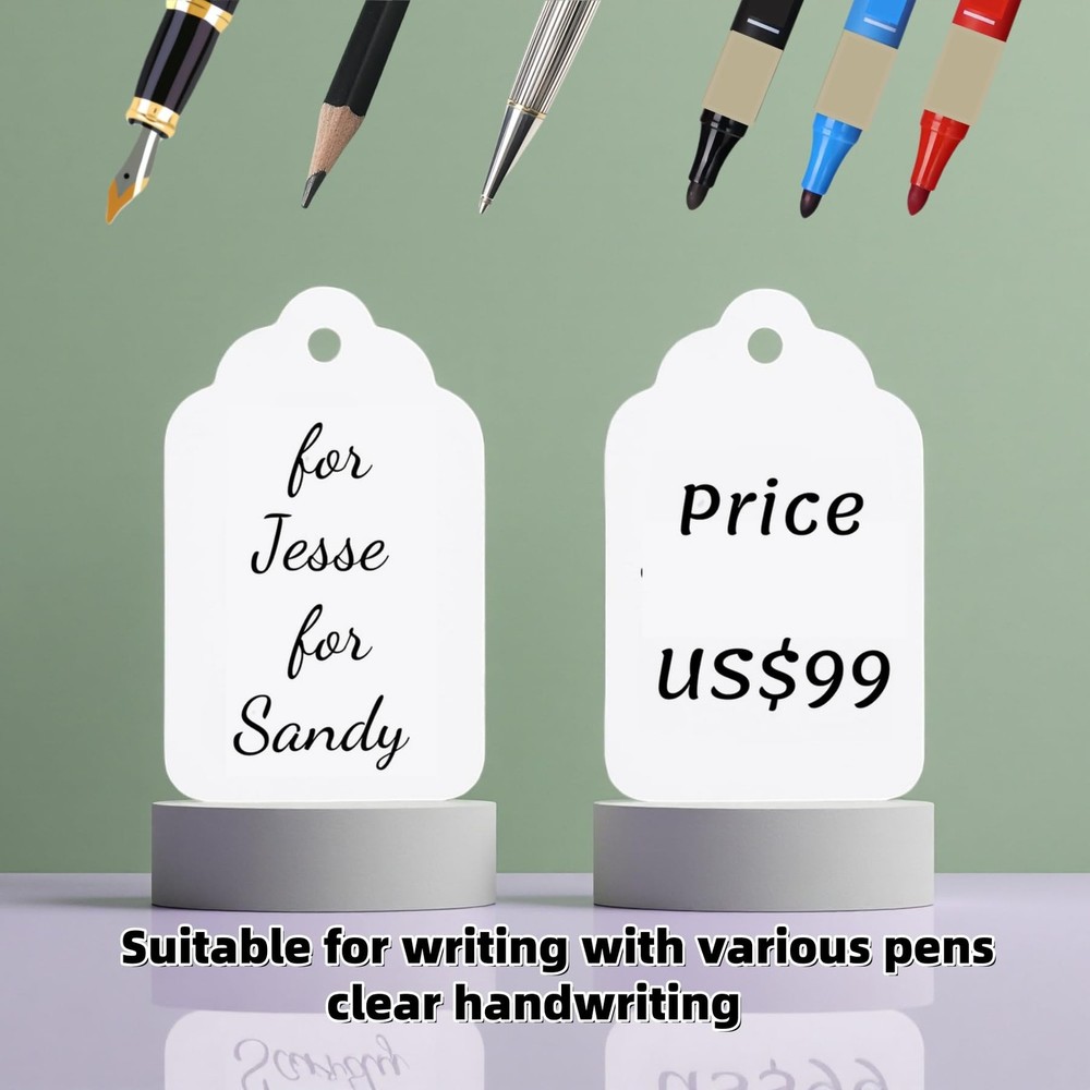 1000 PCS Pre-Strung Price Tags with String, White Paper