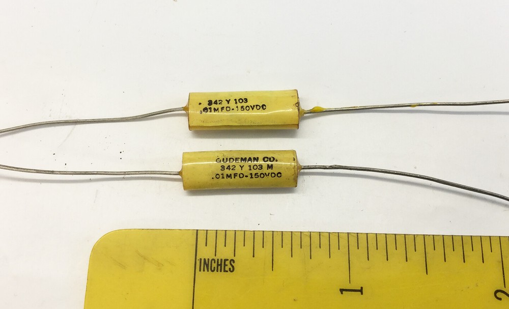 10 NOS Gudeman Capacitors .01 MFD @ 150 VDC