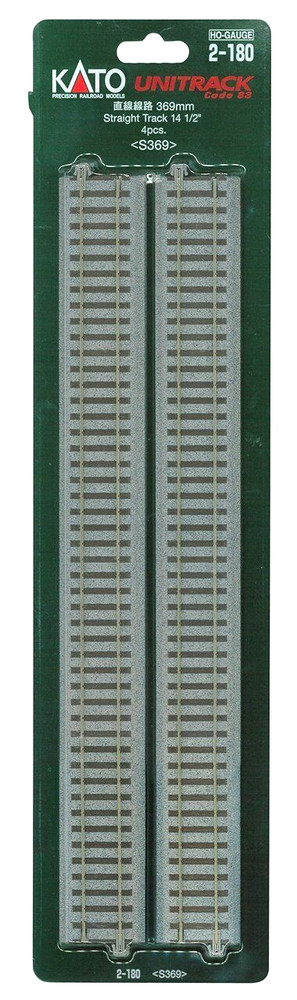Kato #2-180 HO Scale 369mm (14 1/2") Straight UniTrack - Code 83 - 4 sections