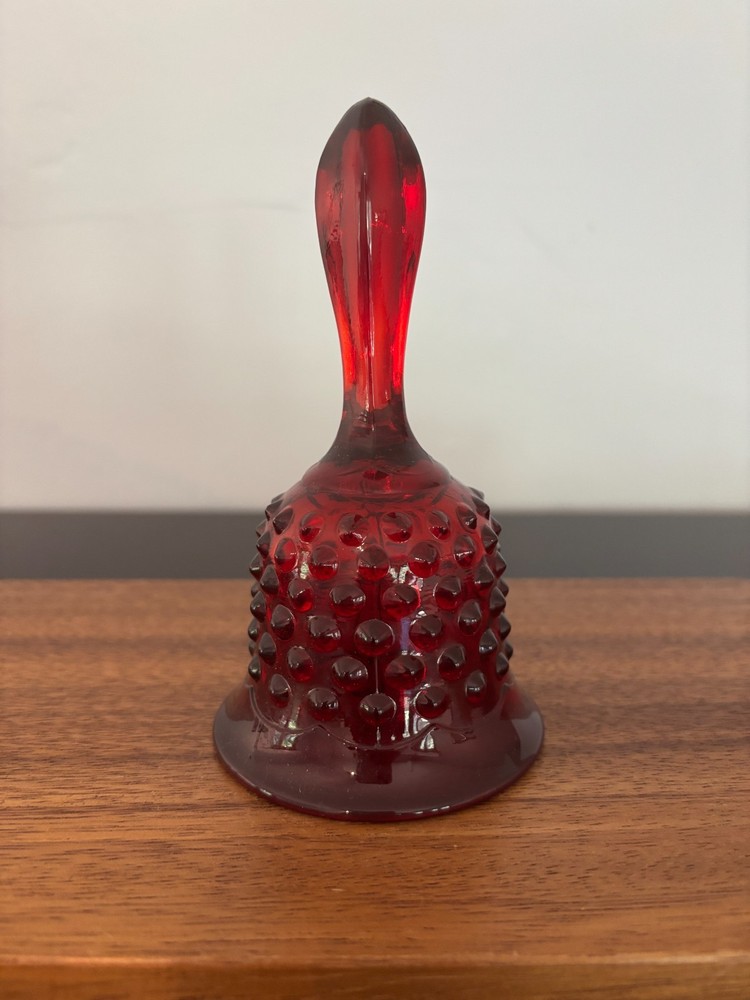 Fenton Ruby Red Glass Hobnail Dinner Bell