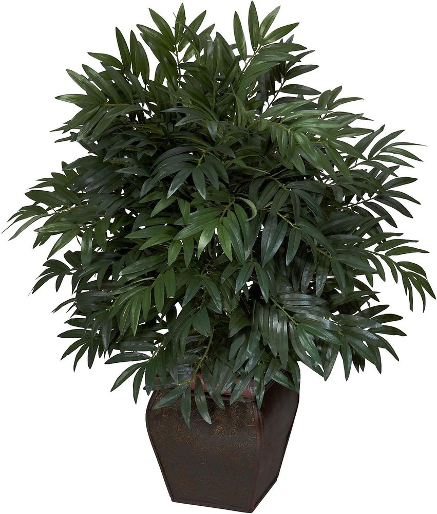 Double Bamboo Palm with Decorative Planter Silk Plant