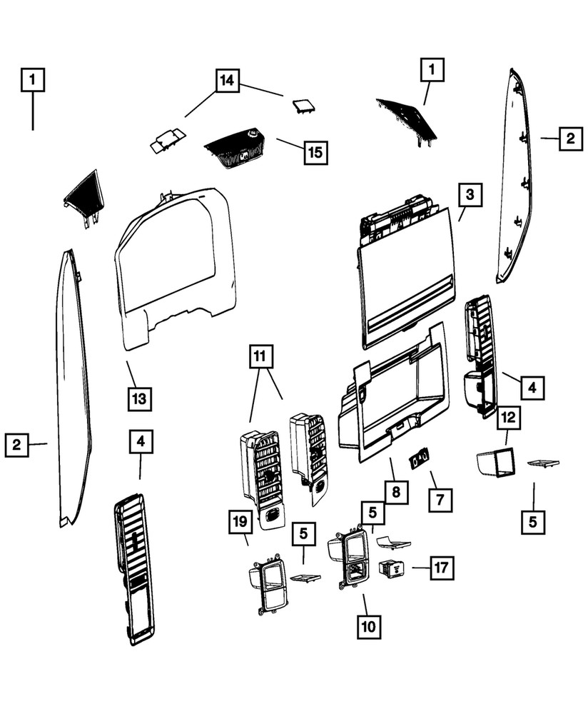 Genuine Mopar Instrument Panel Bin Left 1WP32DX9AA